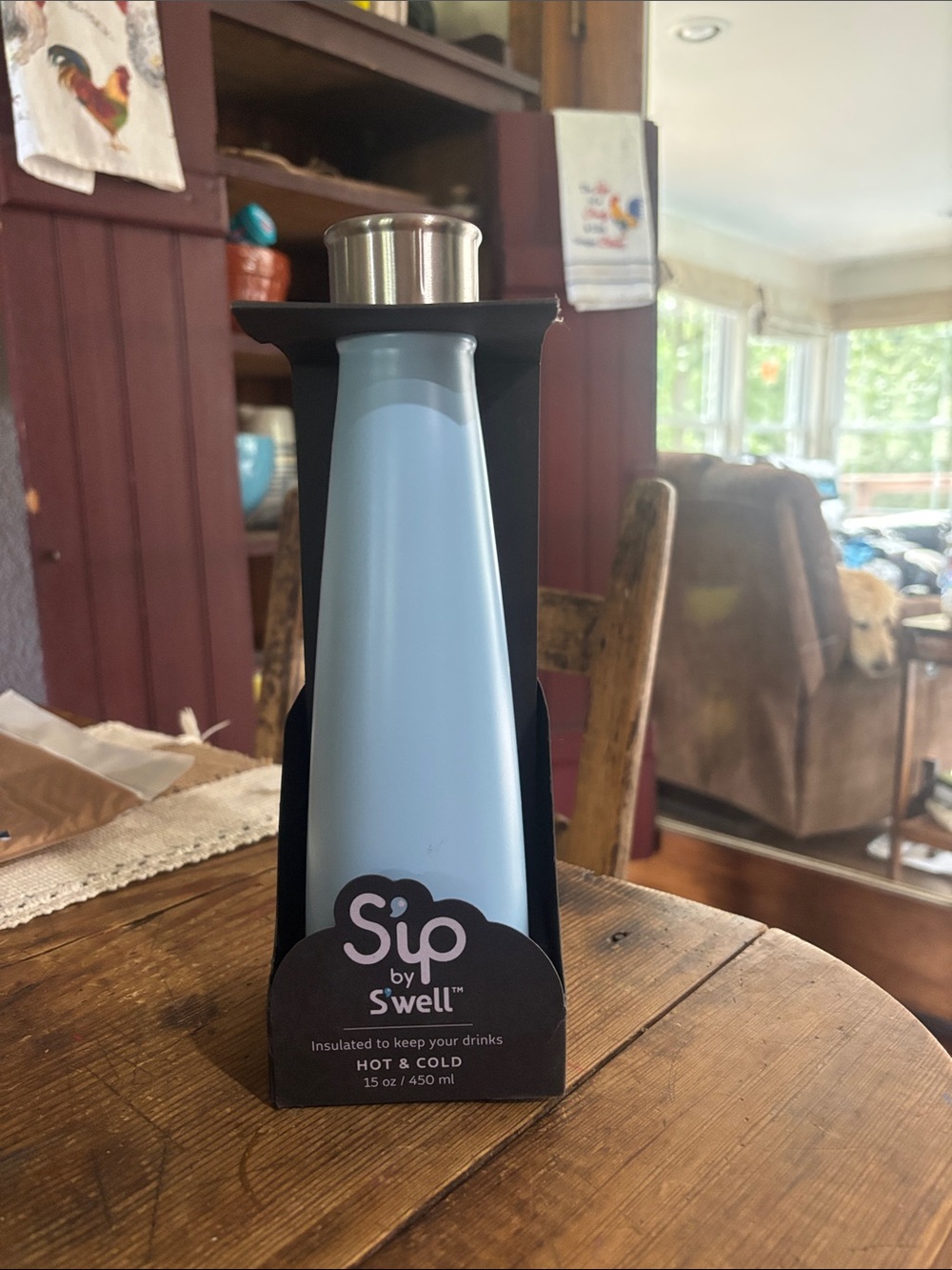S'well Light Blue Sip Insulated Bottle with Stainless Cap